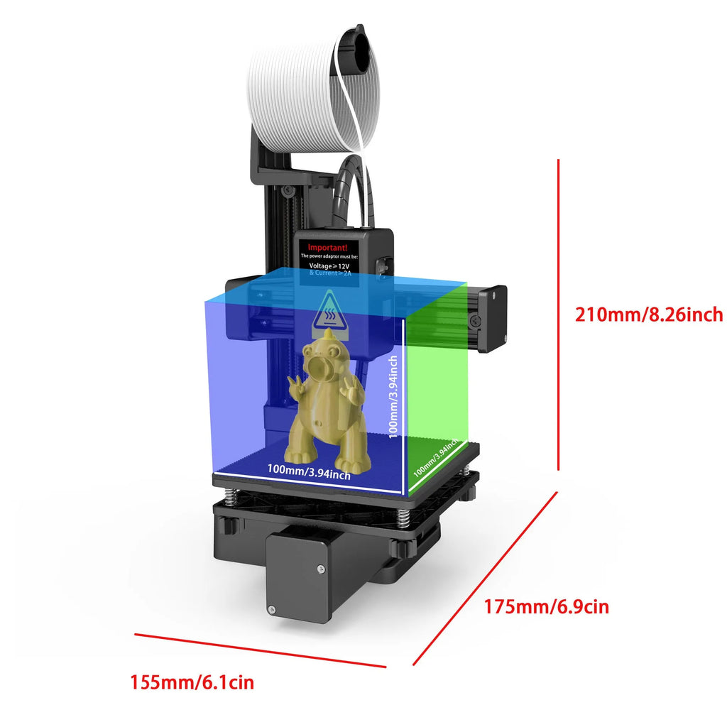 White EasyThreed K10 desktop 3D printer with 175mm build volume for TPU and PLA filaments