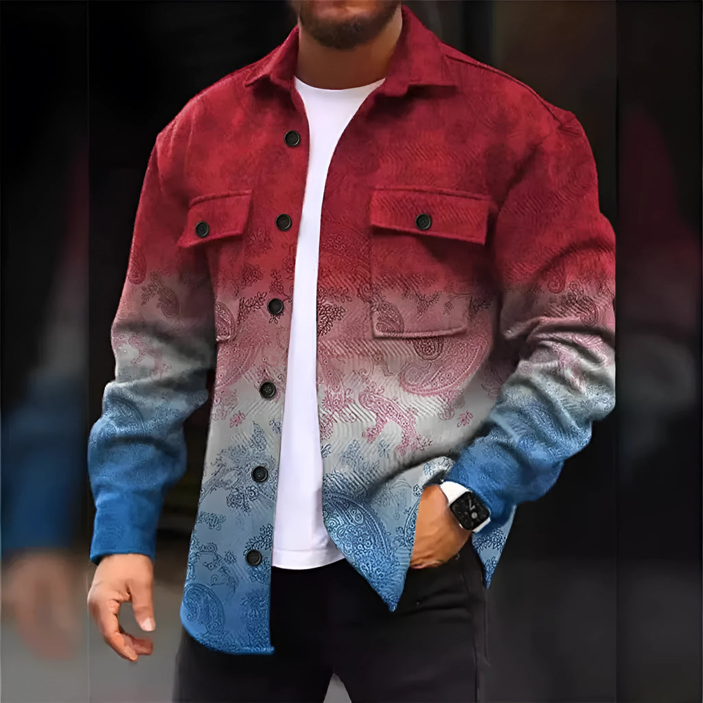 Men's corduroy long sleeve shirt in colour C924-8, loose fit, with chest pocket, autumn winter casual wear