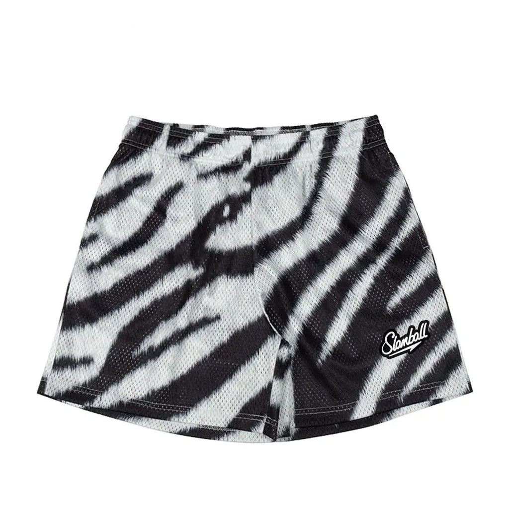 Men's leopard print training shorts quick drying polyester milk silk lining