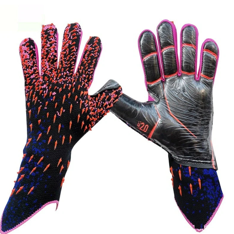 Children's football goalkeeper gloves with rubber palms in red, green, black, or orange colours