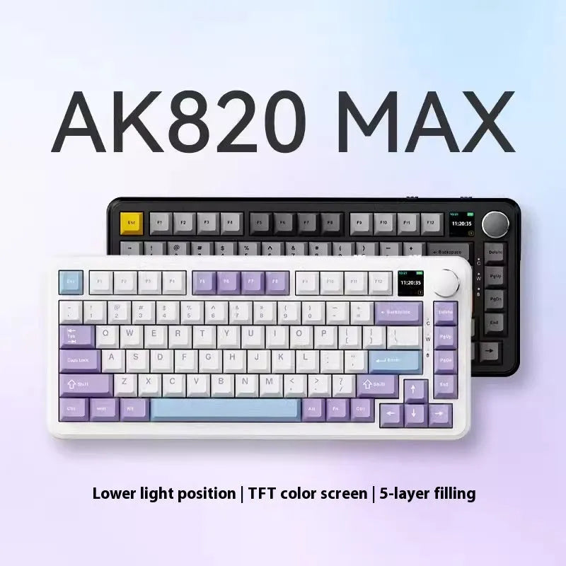 Three-mode wireless mechanical keyboard with hot-swappable sockets, PBT plastic, includes dust cover and pullers