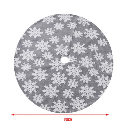 Cozy Christmas tree skirt with plush, snowflake pattern design for festive holiday decor