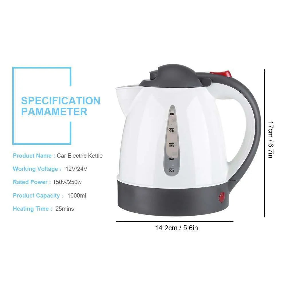 12V 24V 1000ml ABS travel kettle for vehicle use