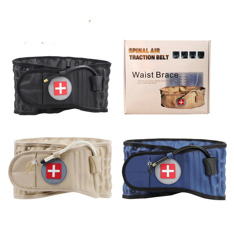 Adjustable inflatable lumbar support belt with ergonomic design for targeted back pain relief