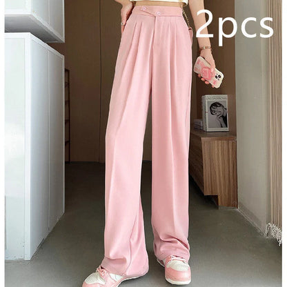 Women's high waist loose drape suit wide leg pants in various colours