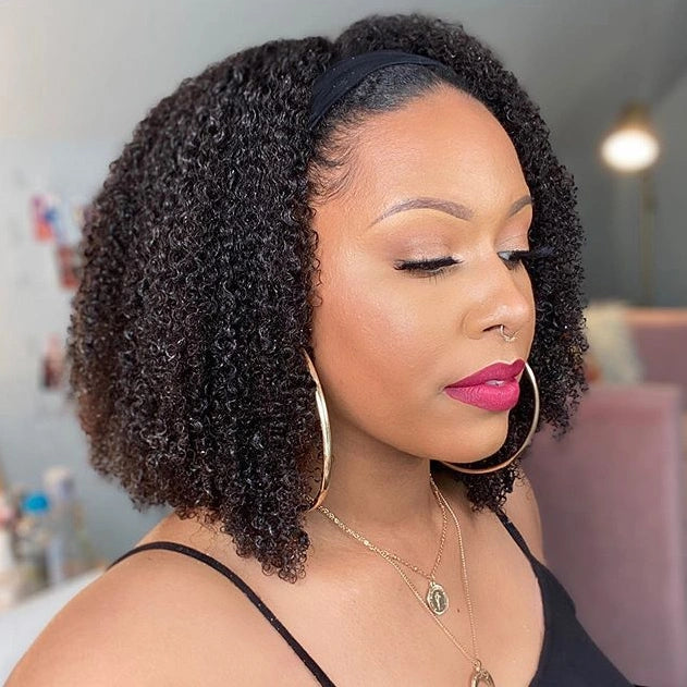 Black hand curl small curly tube binding twist fluffy afro wig with imported high temperature silk chemical fibre materials weighing 220g for natural movement and secure fit