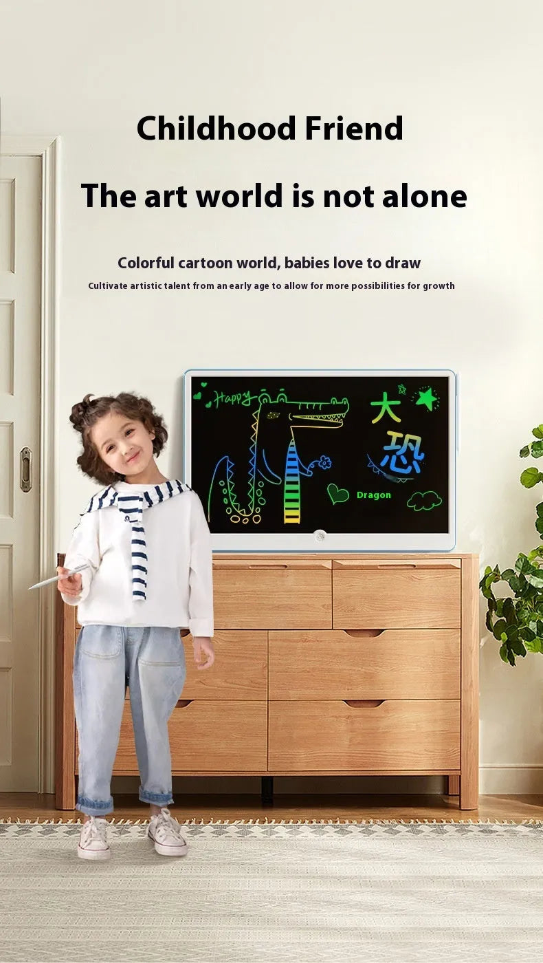19-inch rechargeable LCD writing tablet for children with stylus in blue and white colour