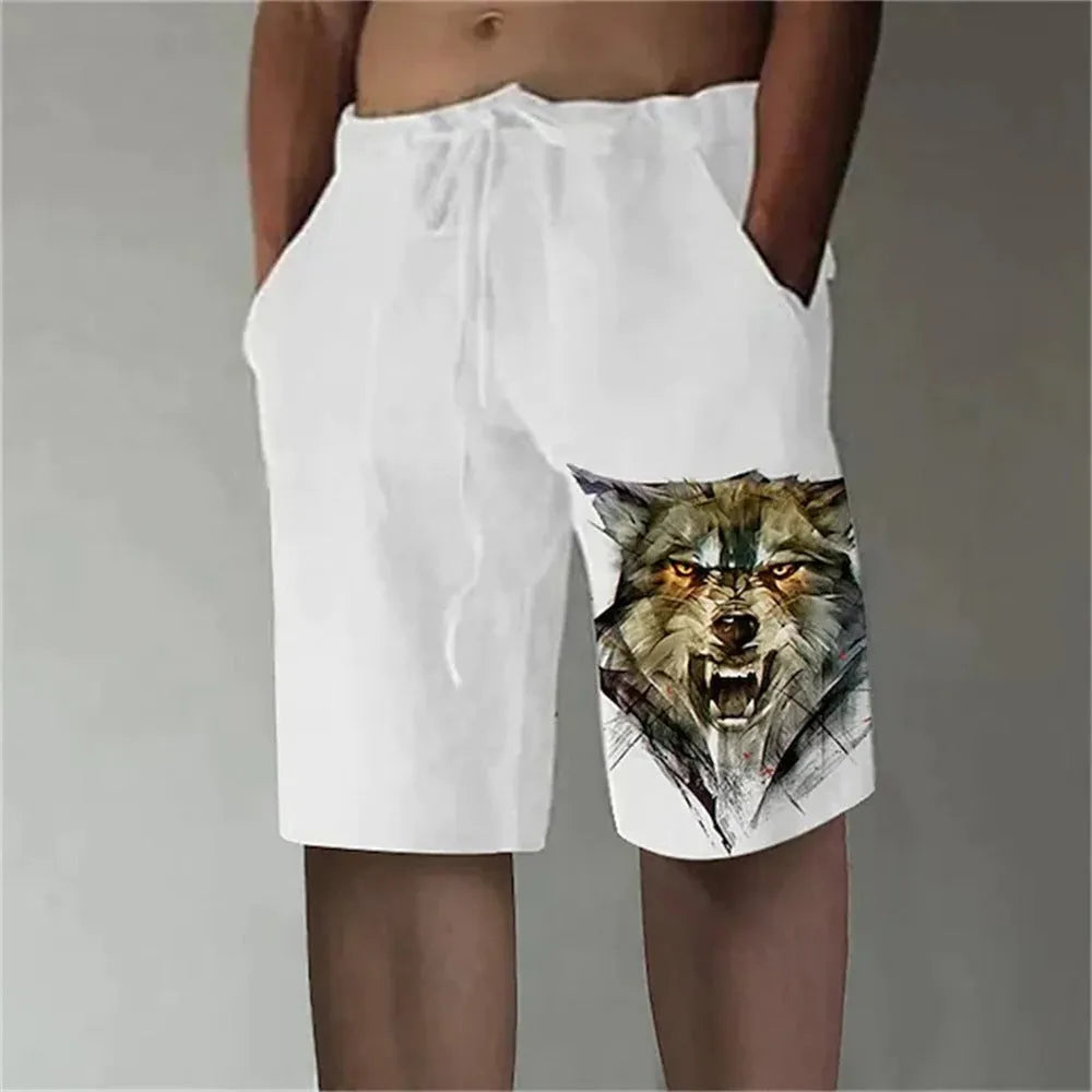 Men's 3D printed beach pants swimming trunks in polyester with digital pattern, size S-6XL