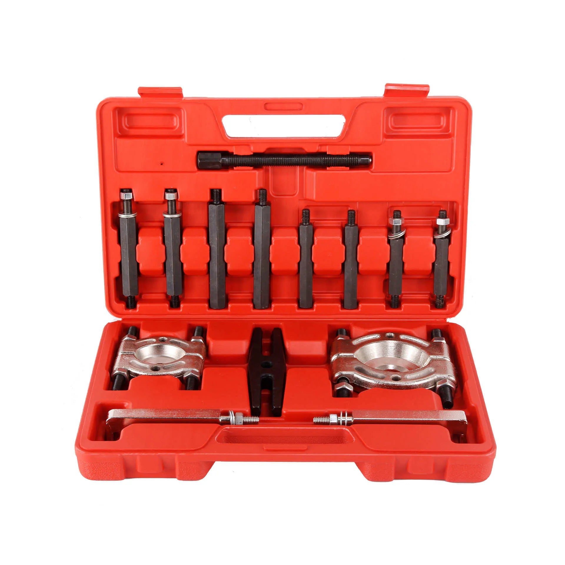 Bearing puller 12-piece set in chrome vanadium steel for auto chassis repair, size 39x31x25cm