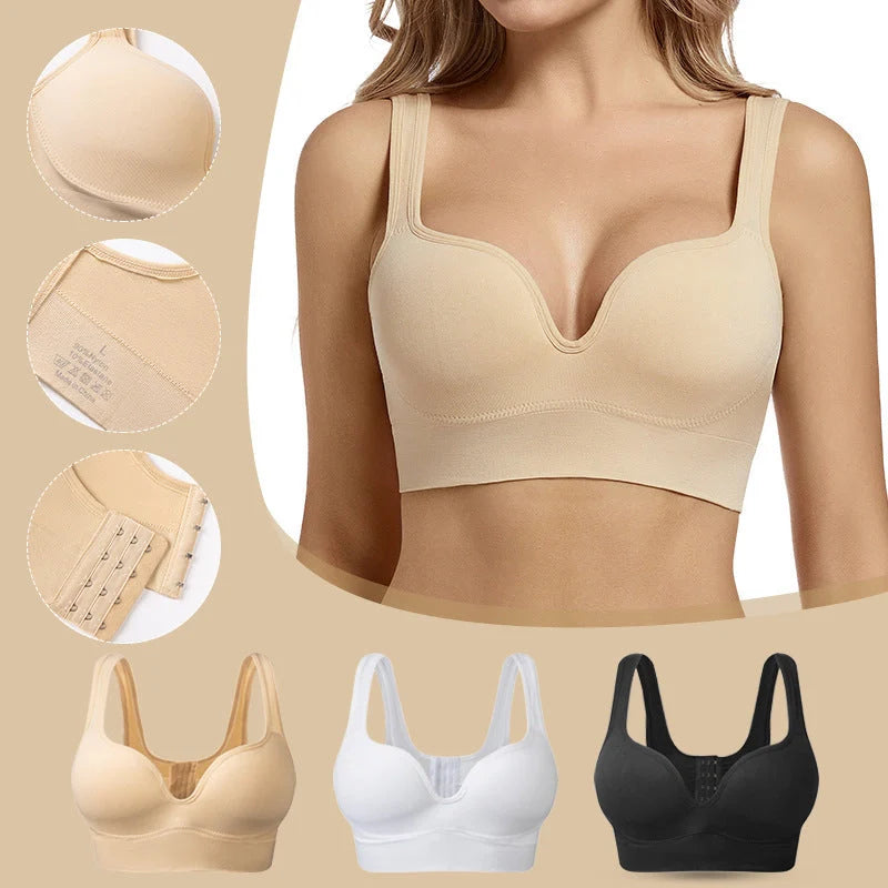 Back Button Up Bra With Wide White Straps for sports and leisure activities
