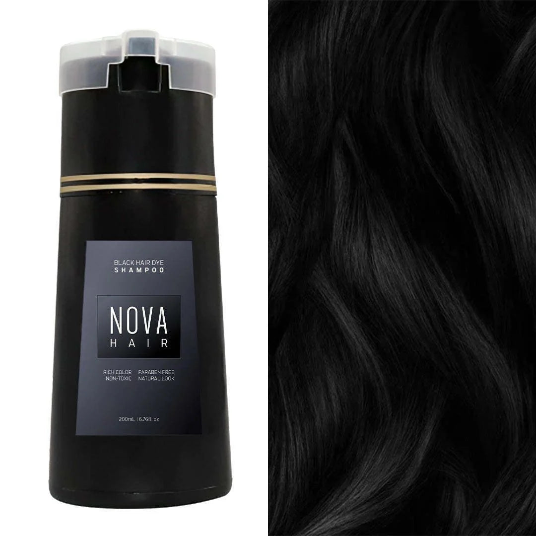 3-in-1 hair dye shampoo for fast white to black transformation with natural ingredients
