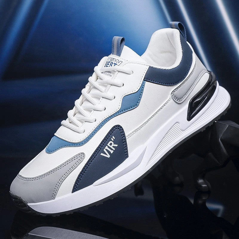 Men's fashionable color-blocked mesh sneakers with breathable design and comfortable features