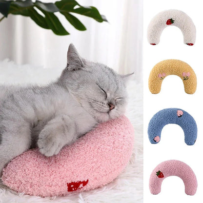 U-Shaped Pet Pillow for cats and small dogs in various colors, supporting vertebra and enhancing sleep