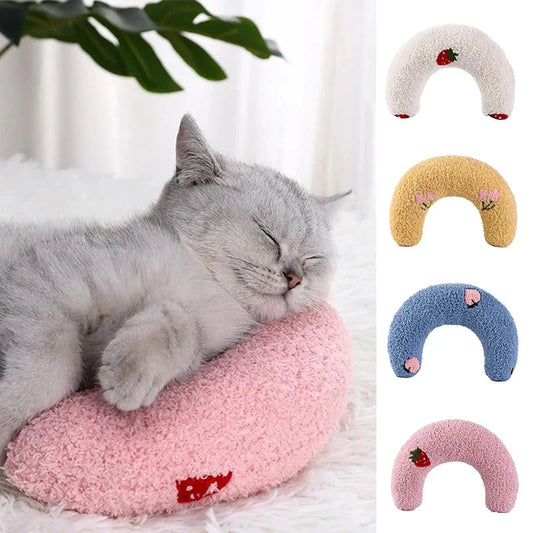 U-Shaped Pet Pillow for cats and small dogs in various colors, supporting vertebra and enhancing sleep