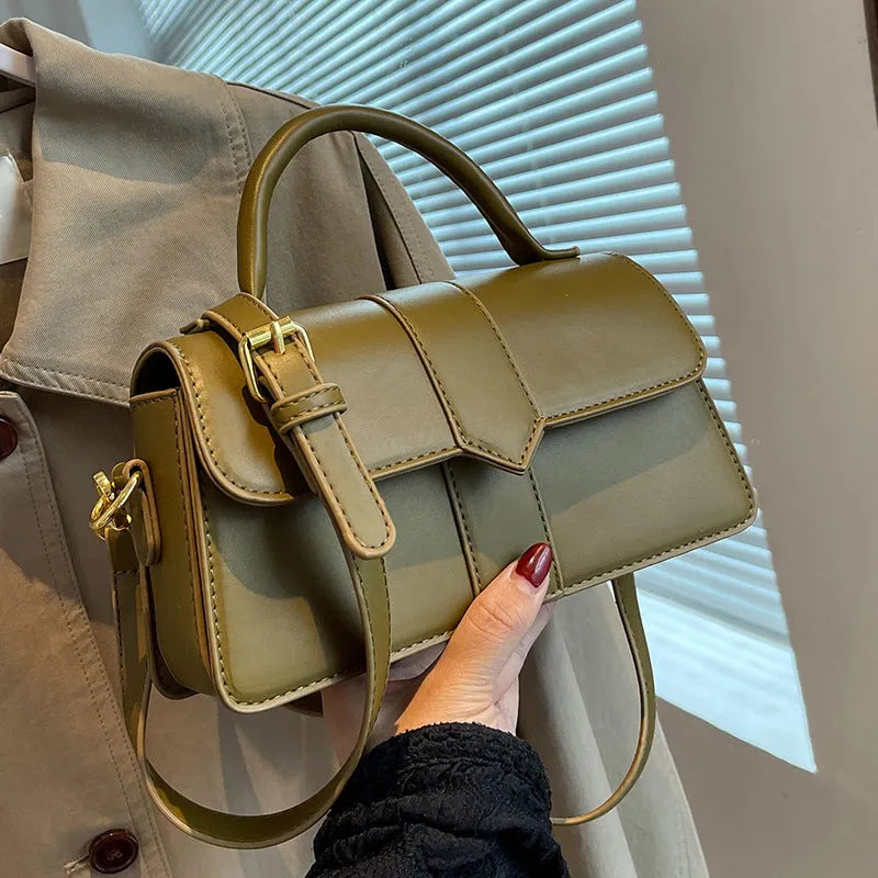 Women's horizontal square PU messenger bag with file pocket compartment in multiple colour options