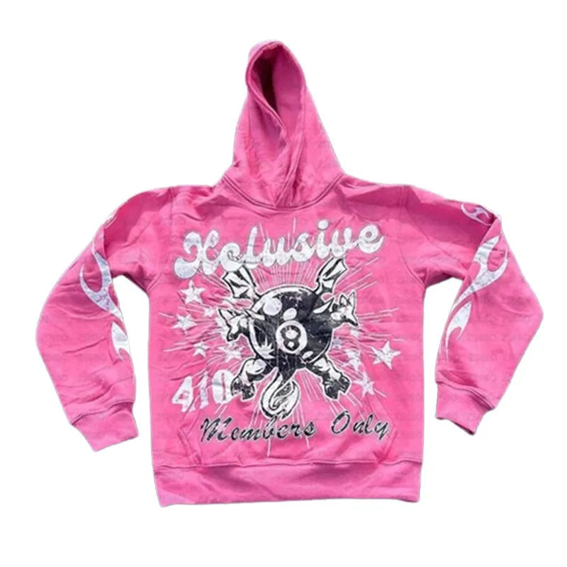 Personalised loose pullover with front letter printing and a kangaroo pocket in a street hipster style.
