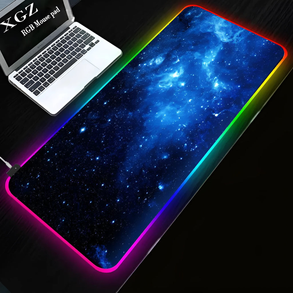 Symphony RGB luminous mouse pad with starry sky design and anti-slip rubber base