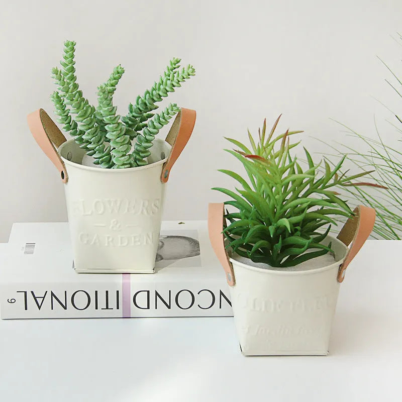 Iron flower pot American style desktop display large size handcrafted metal pot
