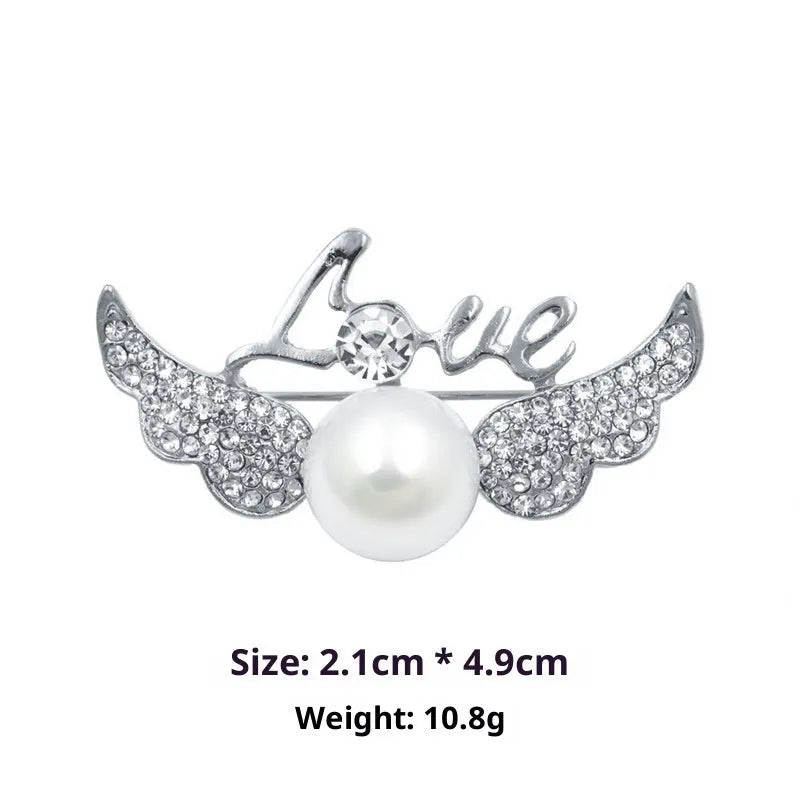 Minimalist pearl floral brooch with diamond flower detail in alloy, sweet and cool style, available in multiple colours