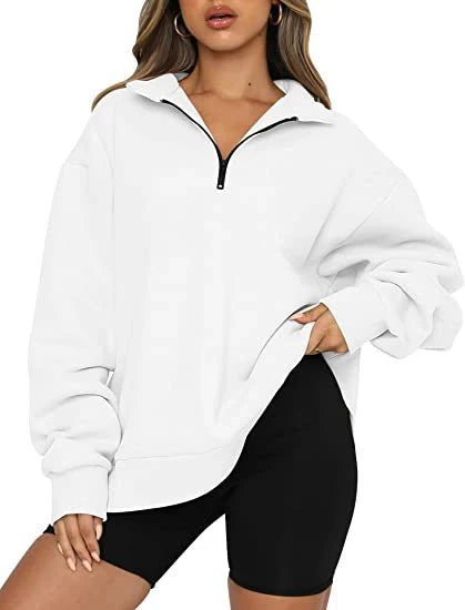 Women's zip turndown collar sweatshirt in various colours