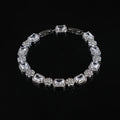 Copper real white gold full zircon claw chain bracelet for women, silver colour, flower and geometric shapes