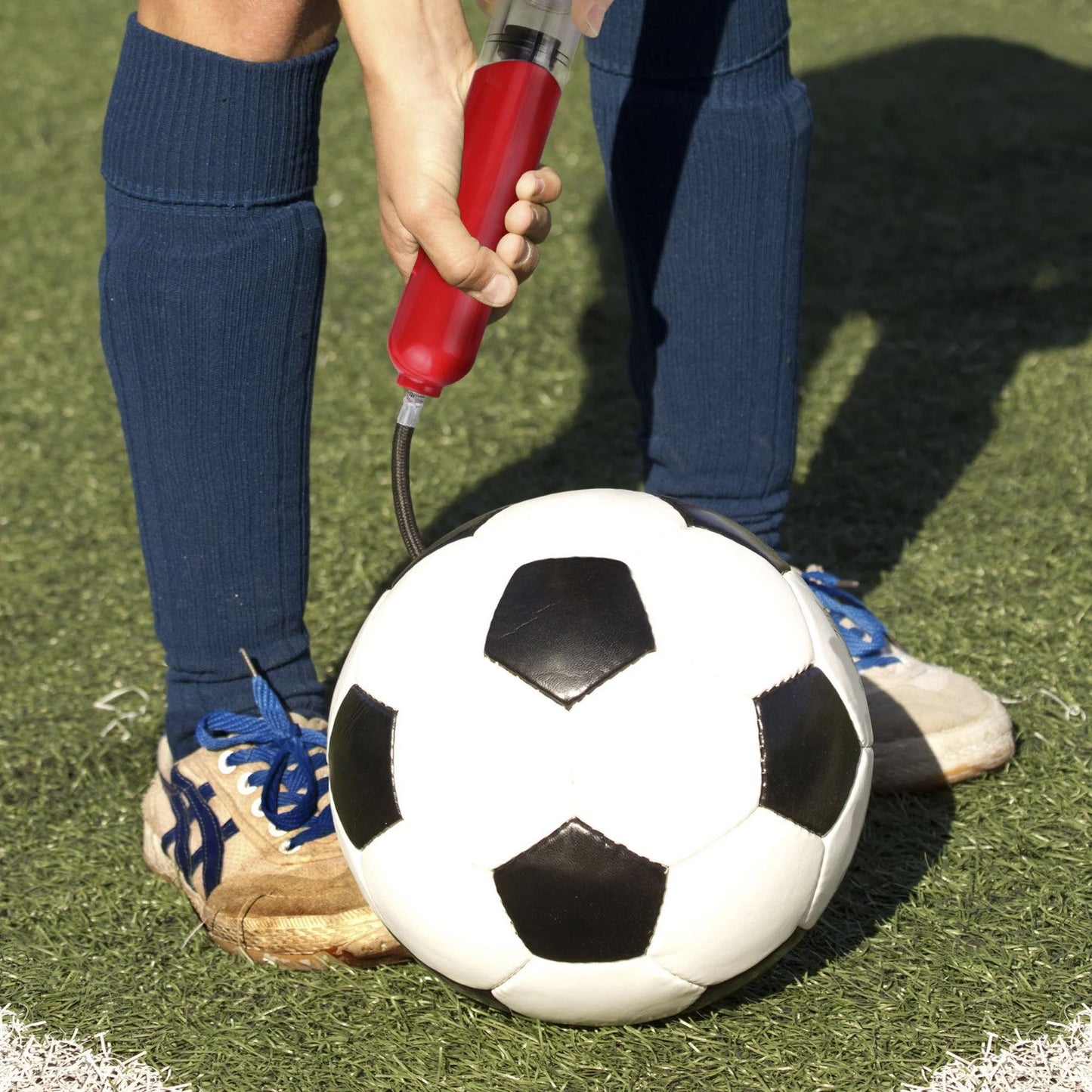 Multifunctional portable air pump for basketball, football, and volleyball in various colours