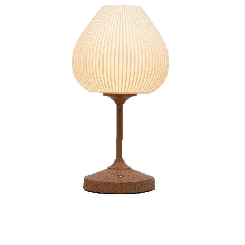 American retro charging lamp with straight rod wood colour finish and USB cable