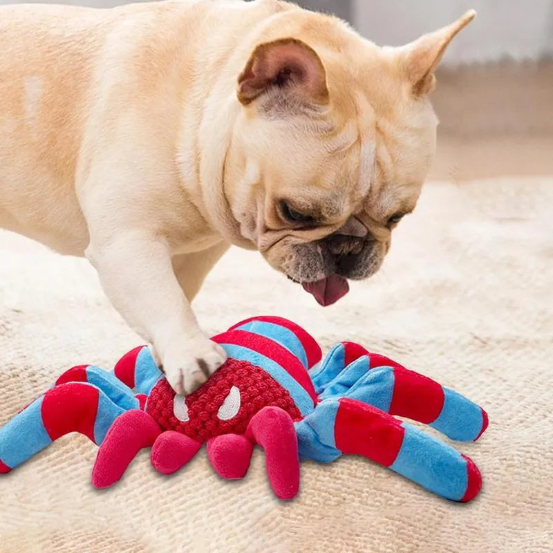 Red teddy bear dog toy with reinforced seams for medium and large breed dogs