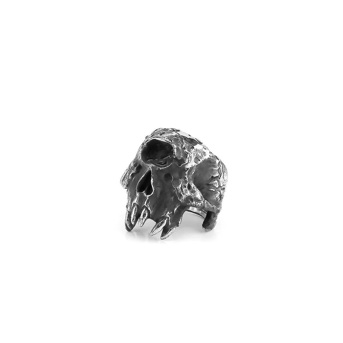 Silver alloy ring with detailed one-eyed skull design, retro punk jewellery