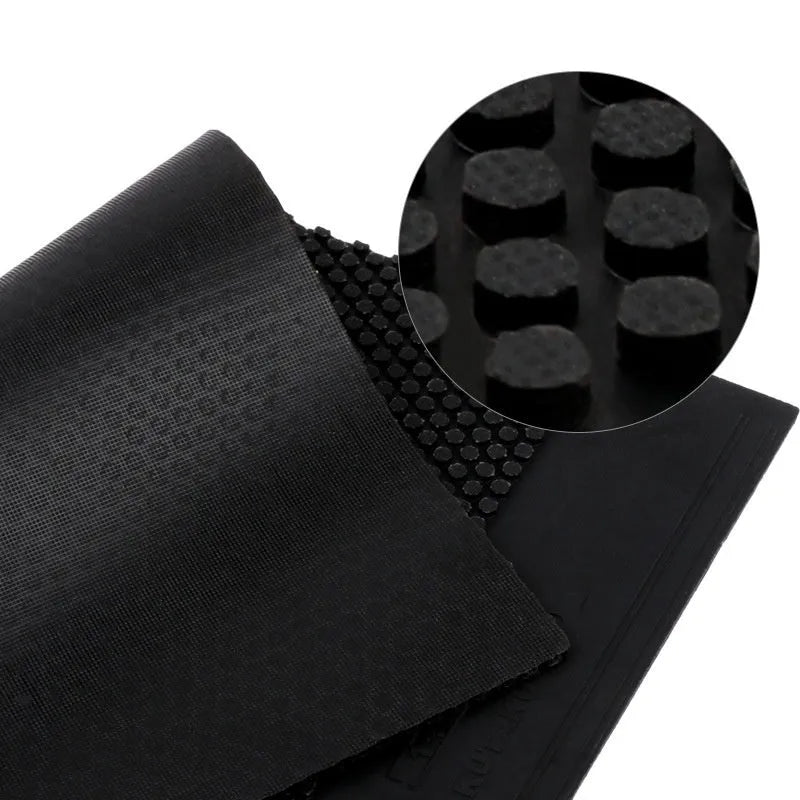 Single uncut sheet of black small particle table tennis racket rubber.
