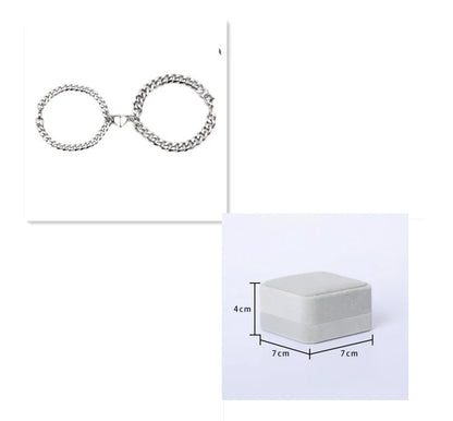 Titanium steel couple bracelets with heart-shaped charm in Cuban and NK chain styles