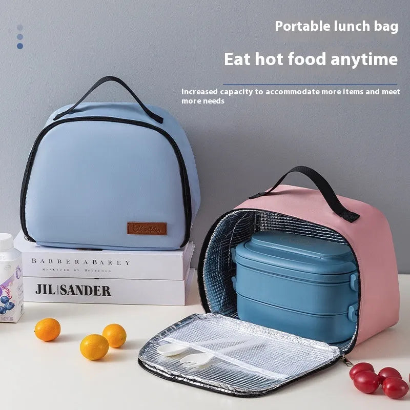Large insulated lunch box bag in textured cloth available in five colours