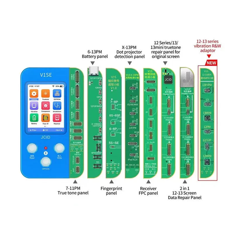 V1SE Pro plastic original colour repair instrument detector for iPhone and Samsung phone maintenance.