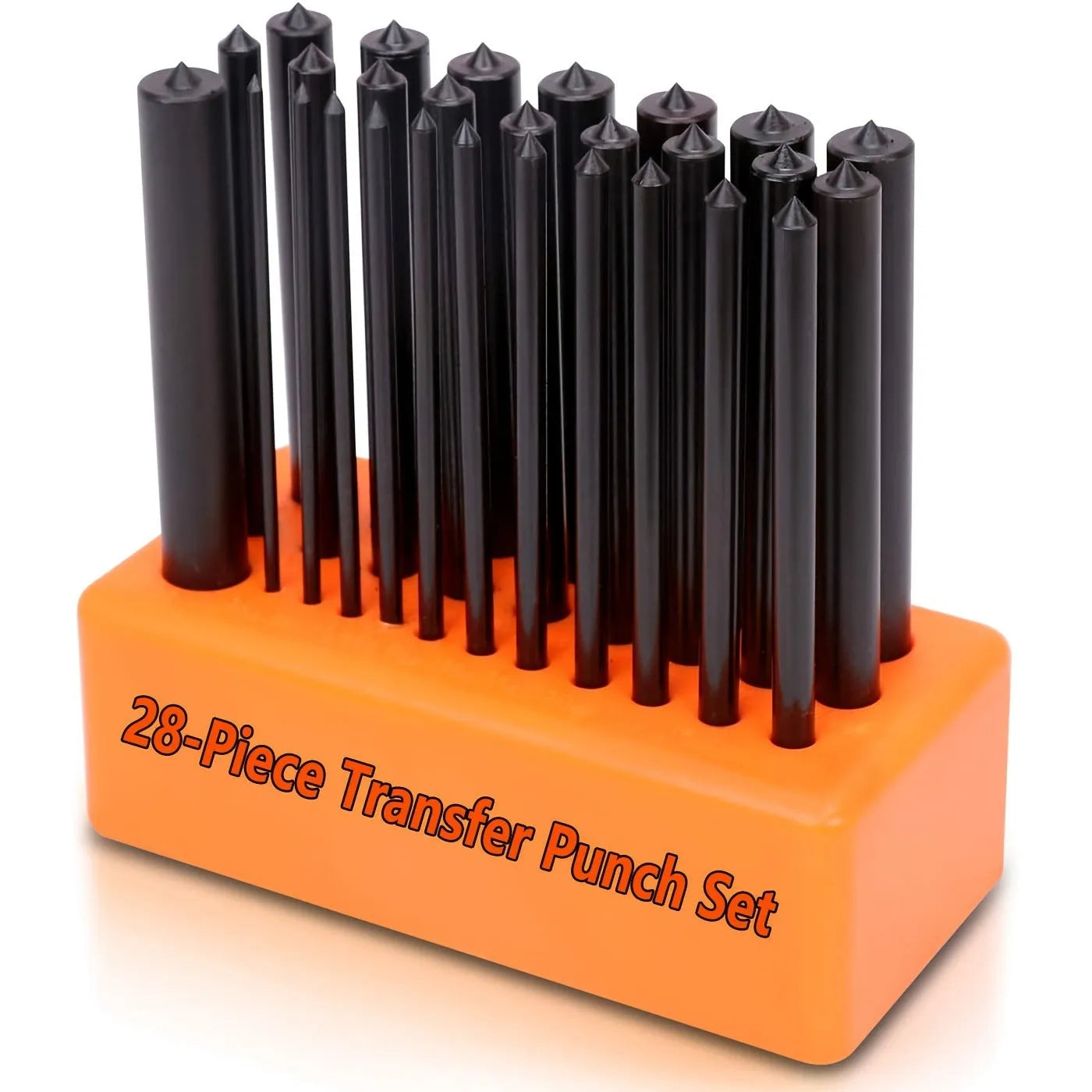 Orange plastic handle punch needle tool with metal head for textile crafting