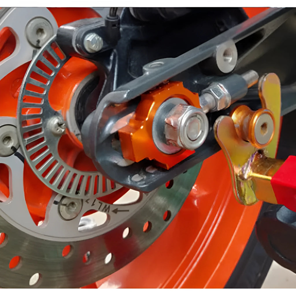 Orange KTM motorcycle rear fork regulator screw kit for Duke 200, 390, 990 models
