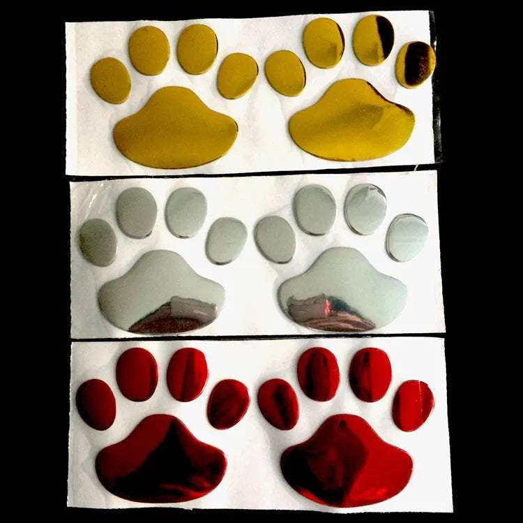 PVC car sticker with hand-shaped dog footprints design in multiple colours for vehicle bumpers