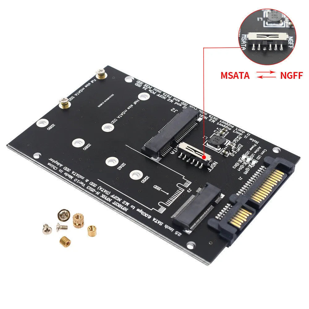 SATA3 to M.2 NGFF mSATA SSD conversion card adapter switchboard in black or blue