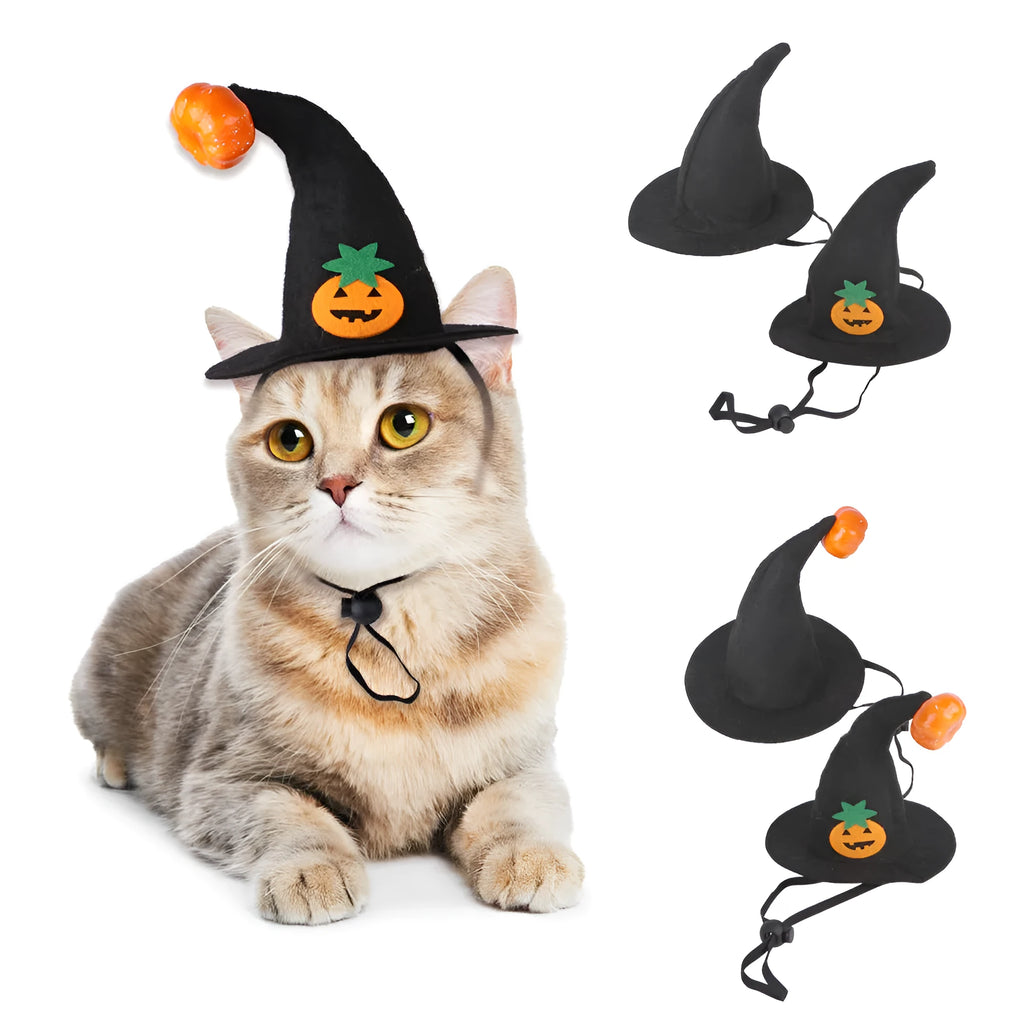 Cloth Halloween hat for cats with embossed pumpkin smiling face design