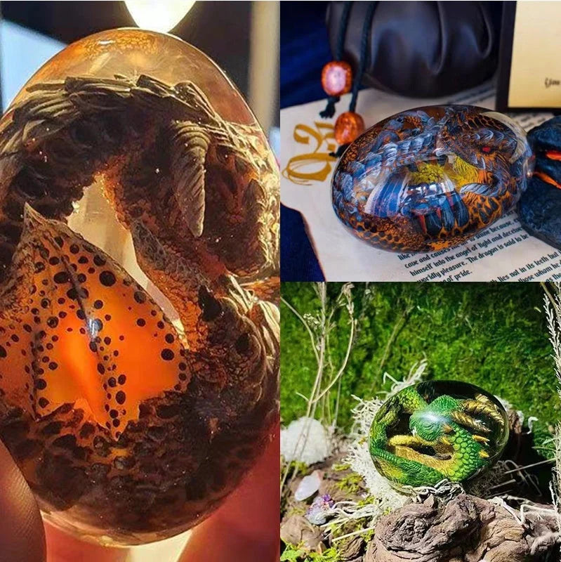 Lava Dragon Egg Desktop Decoration Dinosaur Egg Resin Crafts in various colours and base options