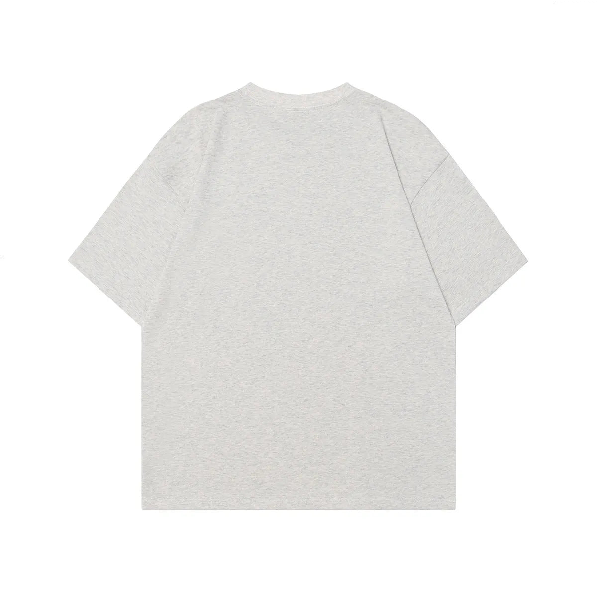 Men's black t-shirt with retro character painting pattern in loose fit cotton design