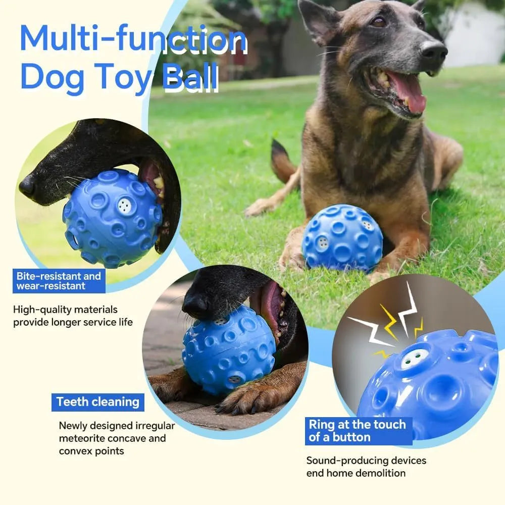 Coloured rubber dog toy ball with a bumpy surface for aggressive chewers and teeth cleaning.