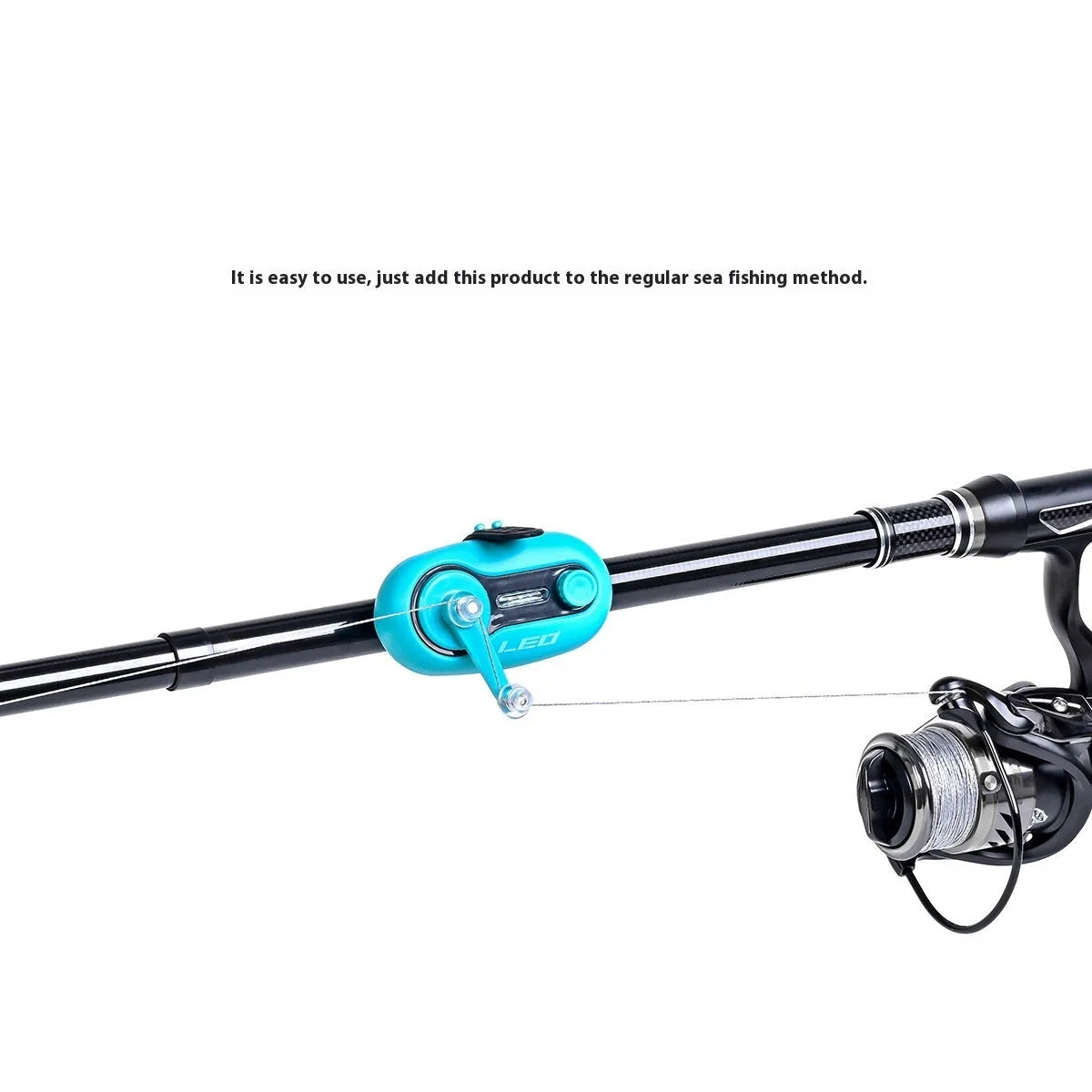 Telescopic fishing rod alarm with night fishing induction lamp in blue wheel style