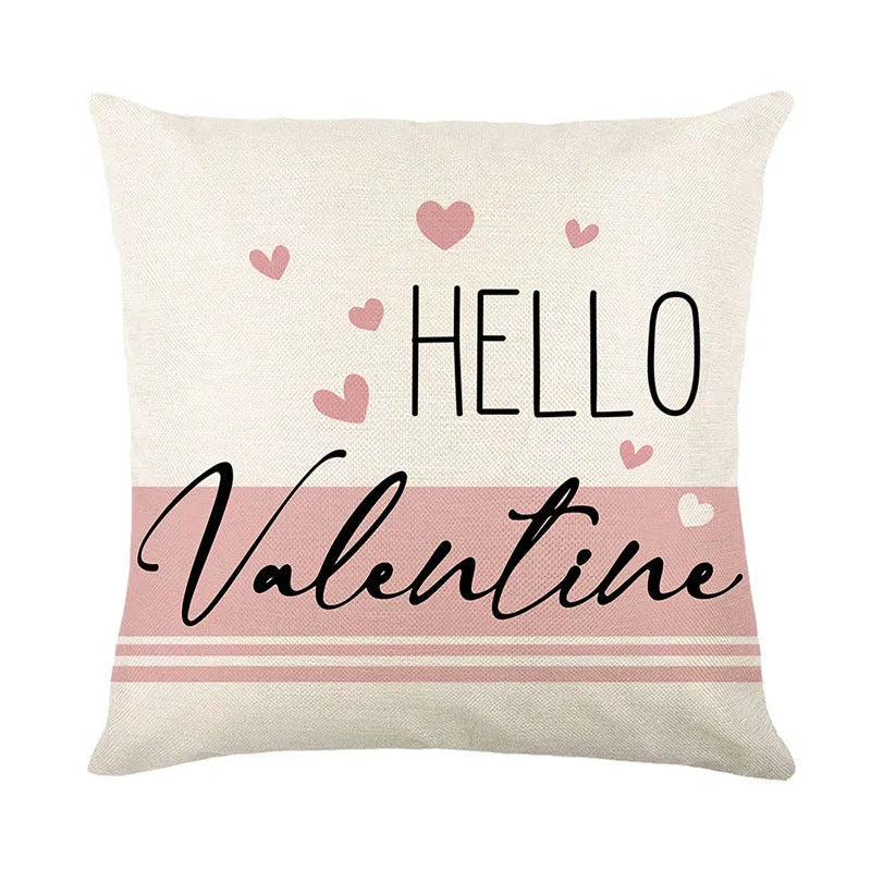Plaid and heart print decorative pillow cover for Valentine's Day, shown in assorted colours.