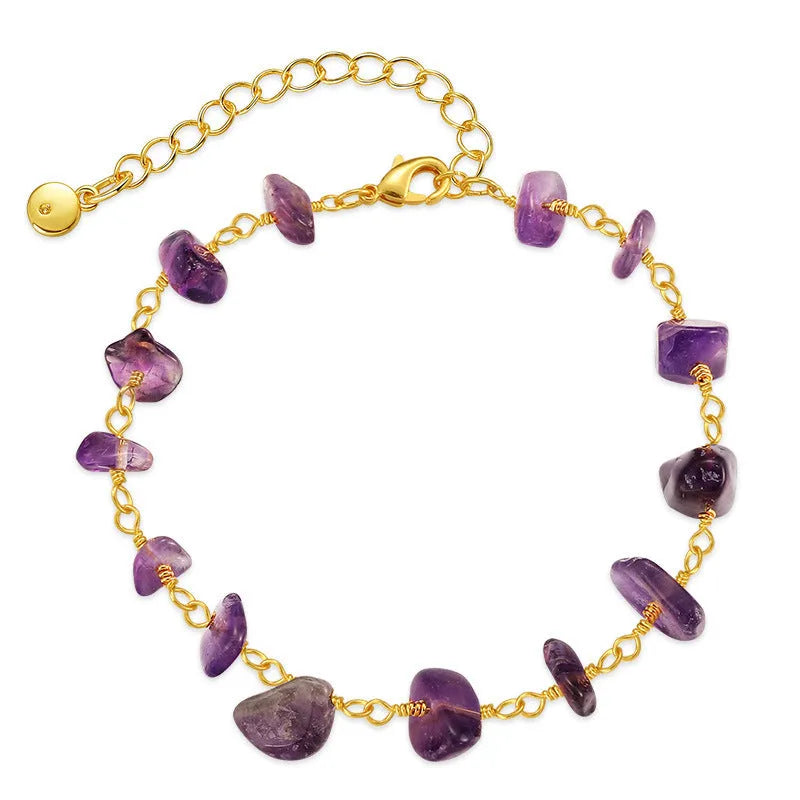 Women's geometric bracelet with irregular natural gravel turquoise stones in copper setting