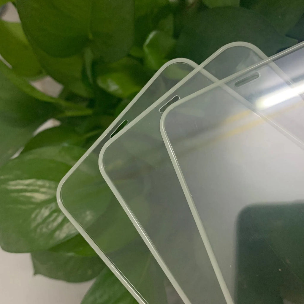 Luminous soft edge tempered glass screen protector for Apple iPhone models with fluorescent colour finish