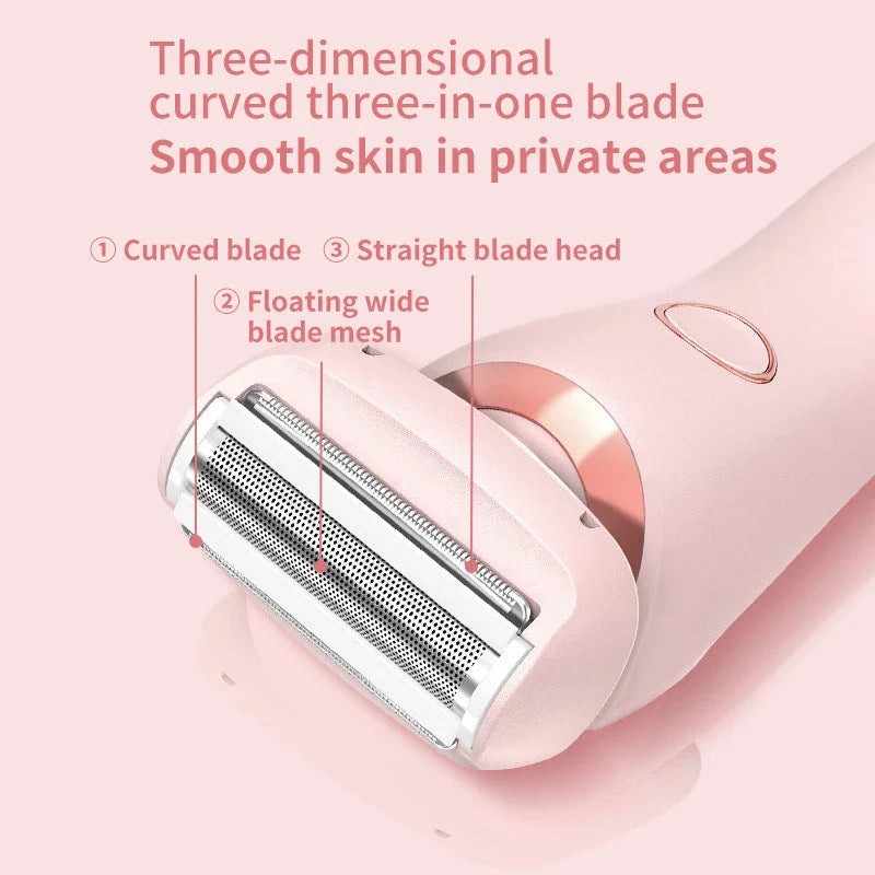 An electric shaver for women with foil and rotating heads for comprehensive hair removal