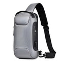 Men's canvas chest shoulder bag in medium size with internal phone and document pockets