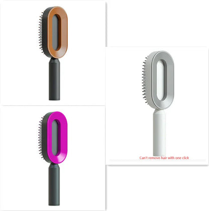 3D Air Cushion Hair Brush in elegant white, showcasing wide comb teeth and ergonomic handle