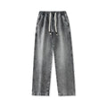 Retro loose straight-leg denim pants for men with rope closure in retro blue colour
