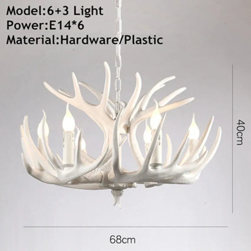 Nordic retro antlers chandelier with 4 heads brown ABS shade pendant light for home or restaurant